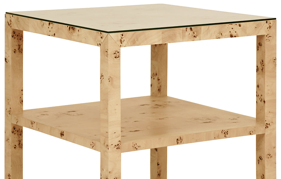 Worlds Away - Amie Three Tier Square Side Table In Burl Wood - AMIE BW - GreatFurnitureDeal