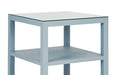 Worlds Away - Amie Three Tier Square Side Table in Textured Light Blue Linen - AMIE LB - GreatFurnitureDeal