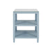 Worlds Away - Amie Three Tier Square Side Table in Textured Light Blue Linen - AMIE LB - GreatFurnitureDeal