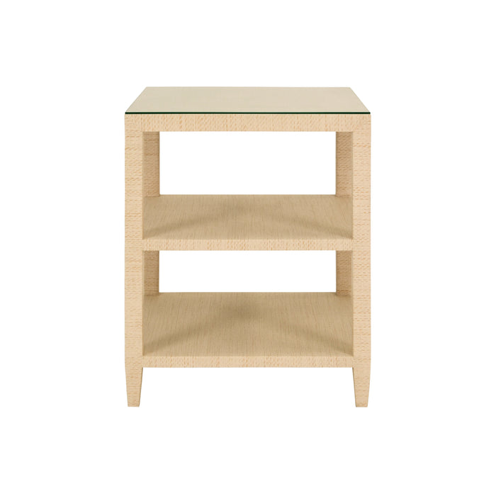 Worlds Away - Amie Three Tier Square Side Table in Natural Grasscloth - AMIE NAT - GreatFurnitureDeal