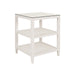 Worlds Away - Amie Three Tier Square Side Table in Textured White Linen - AMIE WH - GreatFurnitureDeal