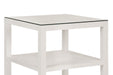 Worlds Away - Amie Three Tier Square Side Table in Textured White Linen - AMIE WH - GreatFurnitureDeal