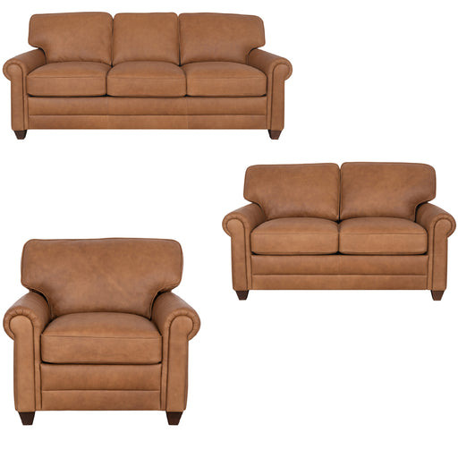 Mariano Italian Leather Furniture - Andrew 3 Piece Living Room Set in Tan - Andrew-SLC-4004 - GreatFurnitureDeal