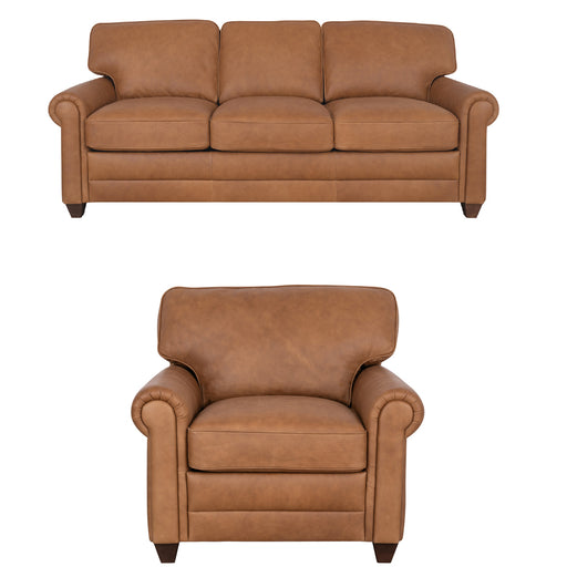 Mariano Italian Leather Furniture - Andrew 2 Piece Sofa Set in Tan - Andrew-SC-4004 - GreatFurnitureDeal