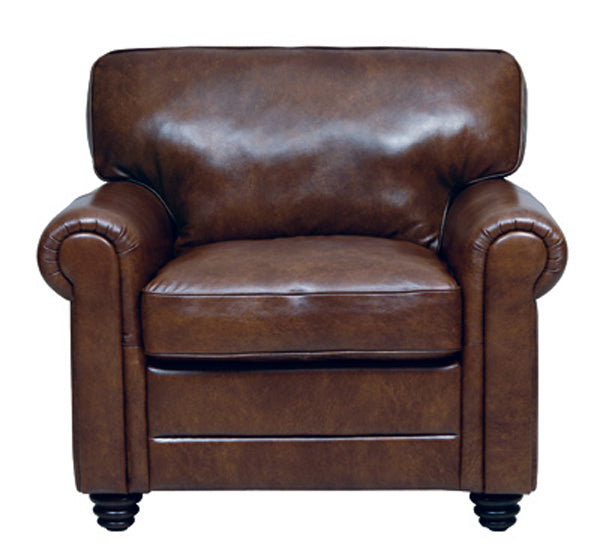 Mariano Italian Leather Furniture - Andrew Chair with Ottoman in Havana - ANDREW-CO