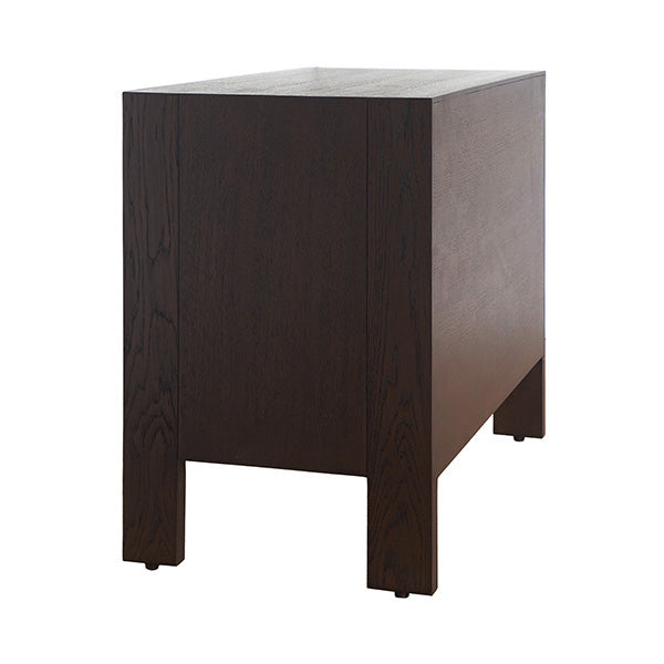Worlds Away - Two Drawer Side Table With Fluted Detail In Dark Espresso Oak - ANDRE ES - GreatFurnitureDeal