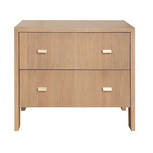 Worlds Away - Two Drawer Side Table With Fluted Detail In Natural Oak - ANDRE NO - GreatFurnitureDeal