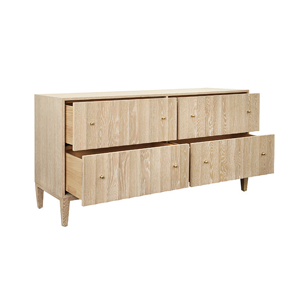 Worlds Away - Angus Four Drawer Chest With Fluted Detail in Cerused Oak - ANGUS CO - GreatFurnitureDeal
