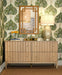 Worlds Away - Geneva Greek Key Design Mirror In Wrapped Natural Rattan - GENEVA NAT - GreatFurnitureDeal