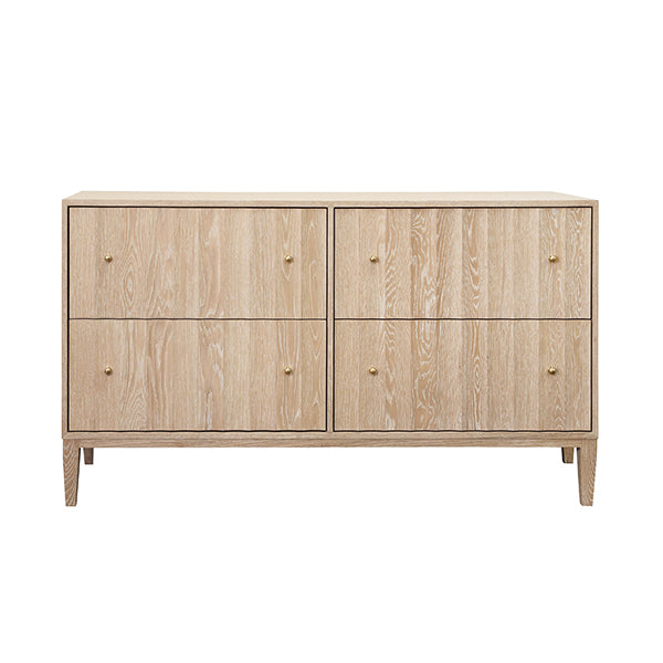Worlds Away - Angus Four Drawer Chest With Fluted Detail in Cerused Oak - ANGUS CO - GreatFurnitureDeal