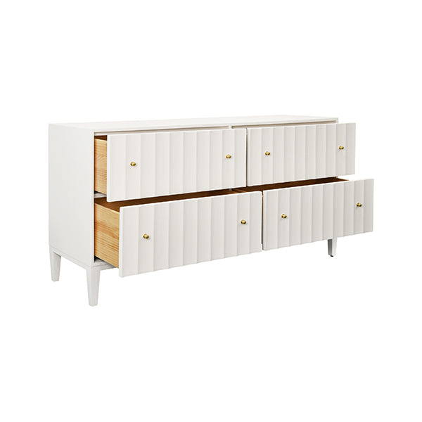 Worlds Away - Angus Four Drawer Chest With Fluted Detail in Matte White Lacquer - ANGUS WH - GreatFurnitureDeal