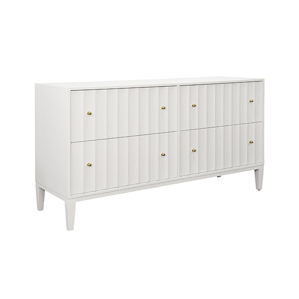 Worlds Away - Angus Four Drawer Chest With Fluted Detail in Matte White Lacquer - ANGUS WH - GreatFurnitureDeal