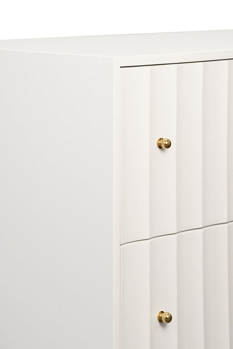 Worlds Away - Angus Four Drawer Chest With Fluted Detail in Matte White Lacquer - ANGUS WH - GreatFurnitureDeal