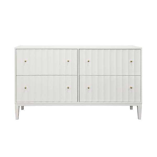 Worlds Away - Angus Four Drawer Chest With Fluted Detail in Matte White Lacquer - ANGUS WH - GreatFurnitureDeal