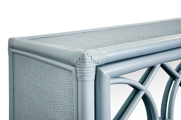 Worlds Away - Aria Three Door Decorative Mirror Front Buffet in Rattan Painted Light Blue - ARIA LB - GreatFurnitureDeal