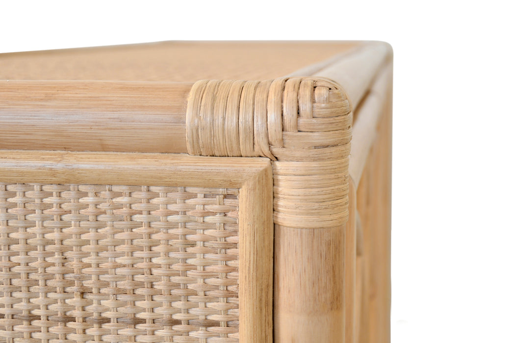 Worlds Away - Aria Three Door Decorative Mirror Front Buffet in Natural Rattan - ARIA NAT - GreatFurnitureDeal