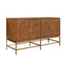 Worlds Away - Four Door Buffet With Antique Brass Metal Base In Dark Burl Wood - ARIEL DBW - GreatFurnitureDeal