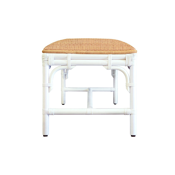 Worlds Away - Asha Bench With Natural Rattan Cushion Top and Rattan Base in Painted White - ASHA WH - GreatFurnitureDeal