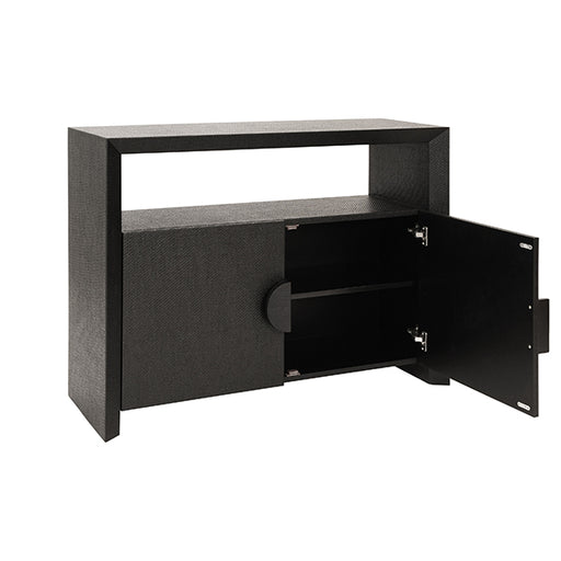 Worlds Away - Aspen Two Door Console Table With Open Shelf In Black - ASPEN BLK - GreatFurnitureDeal