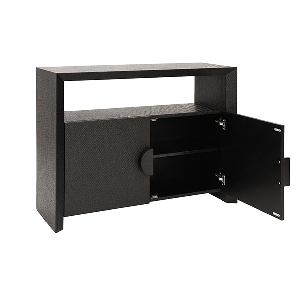 Worlds Away - Aspen Two Door Console Table With Open Shelf In Black - ASPEN BLK - GreatFurnitureDeal