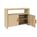 Worlds Away - Aspen Two Door Console Table With Open Shelf In Natural Grasscloth - ASPEN NAT - GreatFurnitureDeal