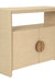 Worlds Away - Aspen Two Door Console Table With Open Shelf In Natural Grasscloth - ASPEN NAT - GreatFurnitureDeal