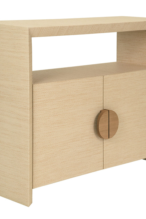 Worlds Away - Aspen Two Door Console Table With Open Shelf In Natural Grasscloth - ASPEN NAT - GreatFurnitureDeal