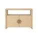 Worlds Away - Aspen Two Door Console Table With Open Shelf In Natural Grasscloth - ASPEN NAT - GreatFurnitureDeal