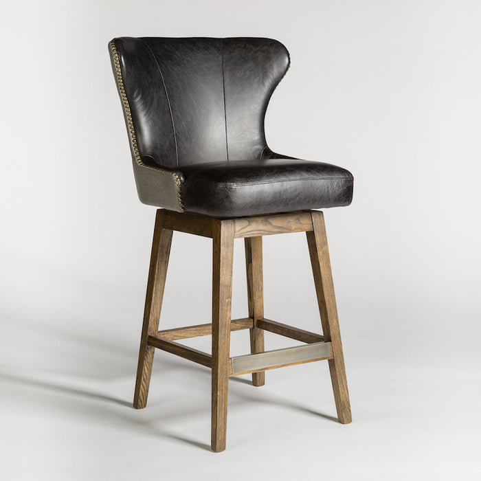 Rockwell Swivel Bar Stool in Essex Grey and Antique Charcoal - AT018B-EG/AC - GreatFurnitureDeal