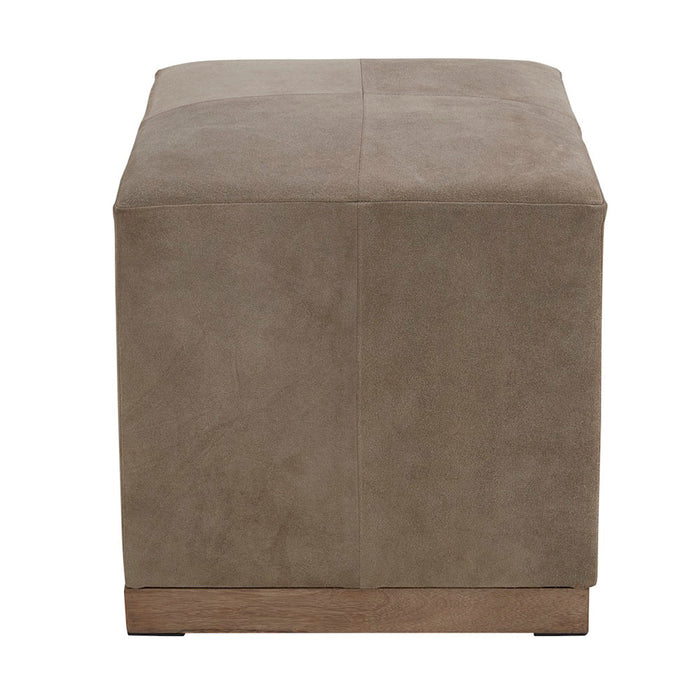 Felix Small Leather Ottoman in Smoke Suede - AT074-SMS - GreatFurnitureDeal