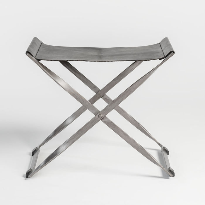 Harper Scissor Ottoman in Tanned Umber and Antique Brass - AT076-AO/BRF - GreatFurnitureDeal