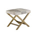 Hudson Cross Ottoman in Frosted Hide and Antique Brass - AT077-FH/ABF - GreatFurnitureDeal