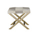 Hudson Cross Ottoman in Frosted Hide and Antique Brass - AT077-FH/ABF - GreatFurnitureDeal