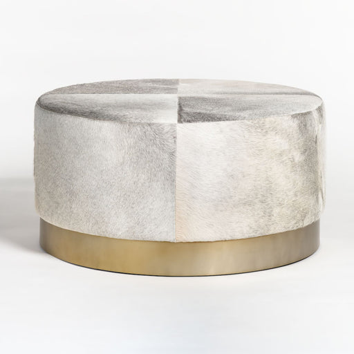 Jordan Ottoman in Frosted Hide and Antique Brass - AT085-FH/ABF - GreatFurnitureDeal