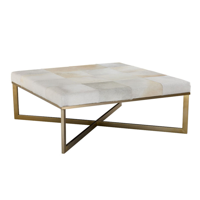 Scottsdale Ottoman in Frosted Hide and Antique Brass - AT090-FH/ABF - GreatFurnitureDeal