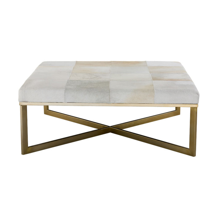 Scottsdale Ottoman in Frosted Hide and Antique Brass - AT090-FH/ABF - GreatFurnitureDeal