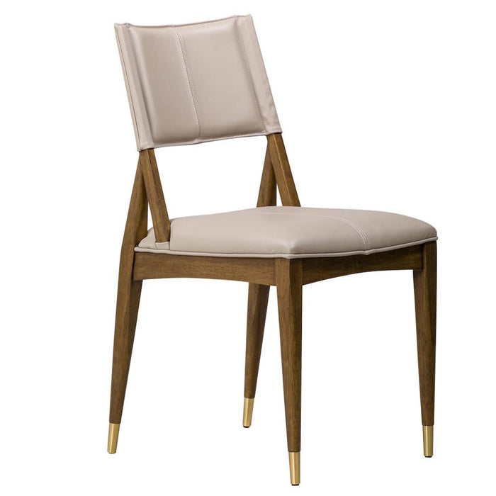 Finn Dining Chair in Subtle Beige and Warm Walnut - AT907-SBE - GreatFurnitureDeal