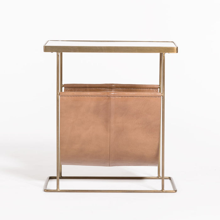 Stanton Accent Table in Tanned Umber and Antique Brass - AT9206-TU/ABF - GreatFurnitureDeal