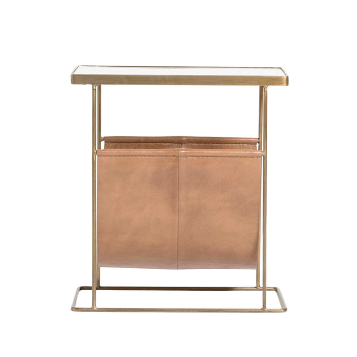 Stanton Accent Table in Tanned Umber and Antique Brass - AT9206-TU/ABF - GreatFurnitureDeal