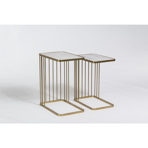 Retro Nesting Tables in Cloud Marble and Antique Brass, sold as a pair - AT9225-CM/ABF - GreatFurnitureDeal