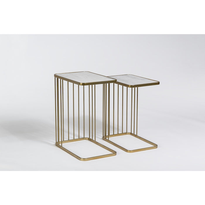 Retro Nesting Tables in Cloud Marble and Antique Brass, sold as a pair - AT9225-CM/ABF - GreatFurnitureDeal