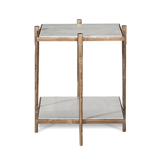 Ren End Table in Cloud Marble and Refined Brass - AT9251-CM/RBF - GreatFurnitureDeal
