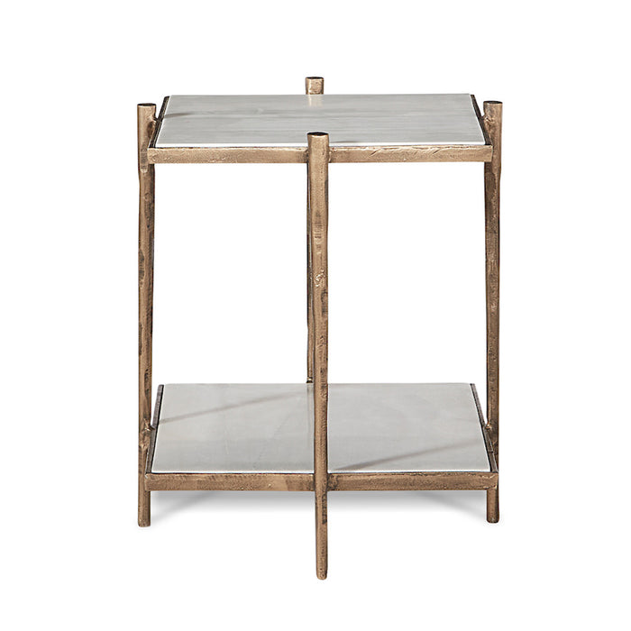 Ren End Table in Cloud Marble and Refined Brass - AT9251-CM/RBF - GreatFurnitureDeal