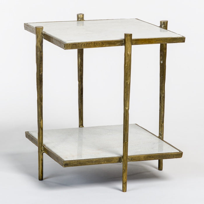 Ren End Table in Cloud Marble and Refined Brass - AT9251-CM/RBF - GreatFurnitureDeal