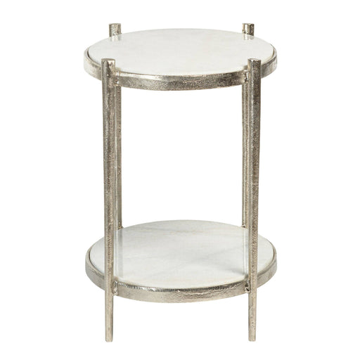 Theo End Table in Cloud Marble and Antique Nickel - AT9252-CM/ANF - GreatFurnitureDeal