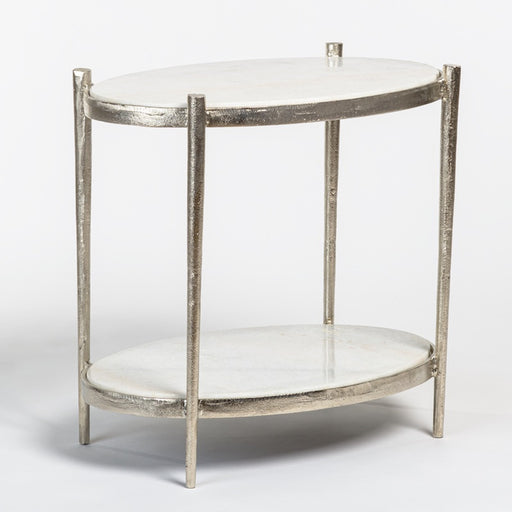 Theo End Table in Cloud Marble and Antique Nickel - AT9252-CM/ANF - GreatFurnitureDeal