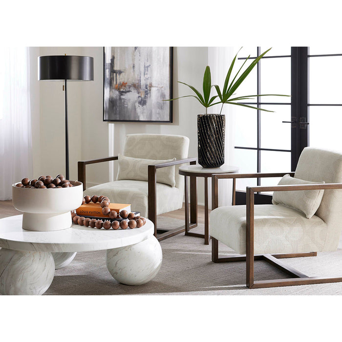 Kai End Table in Cloud Marble and Gunmetal - AT9253-CM/GMF - GreatFurnitureDeal