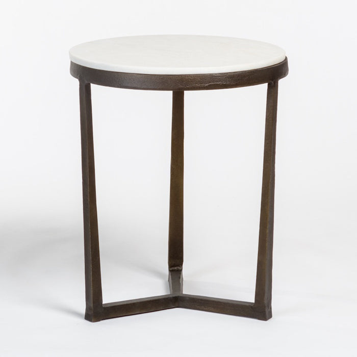 Kai End Table in Cloud Marble and Gunmetal - AT9253-CM/GMF - GreatFurnitureDeal