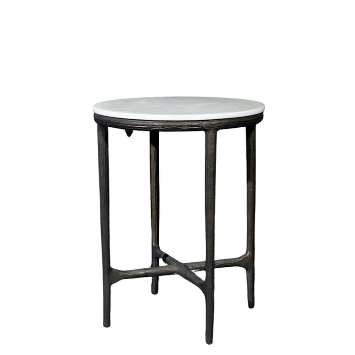 Baron End Table in Cloud Marble and Antique Bronze - AT9254-CM/ABZ - GreatFurnitureDeal