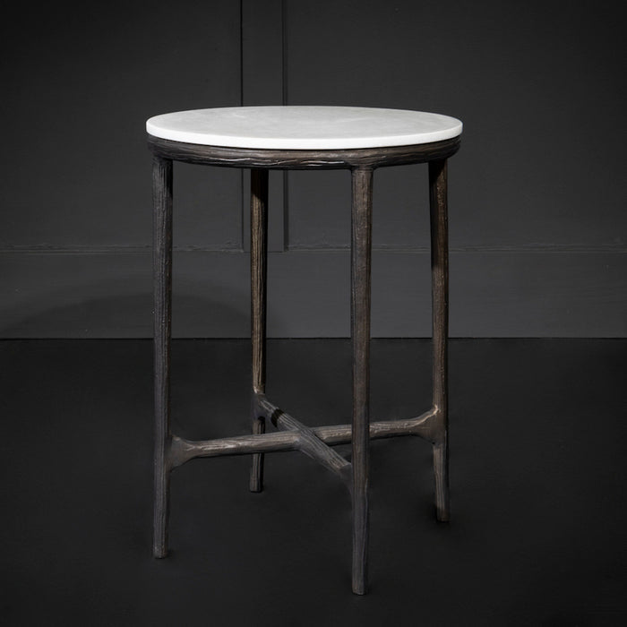 Baron End Table in Cloud Marble and Antique Bronze - AT9254-CM/ABZ - GreatFurnitureDeal